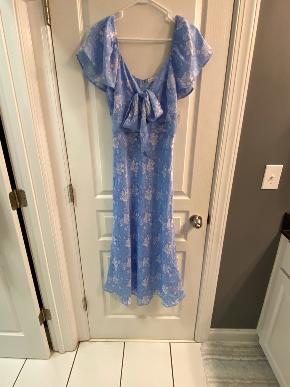 Altar'd State Periwinkle Blue Floral Tie-Front Maxi Dress